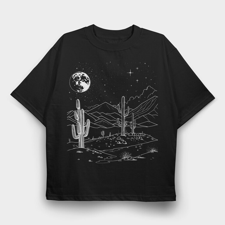 Desert And Cactus, Tricou Oversize Barbati (Unisex)