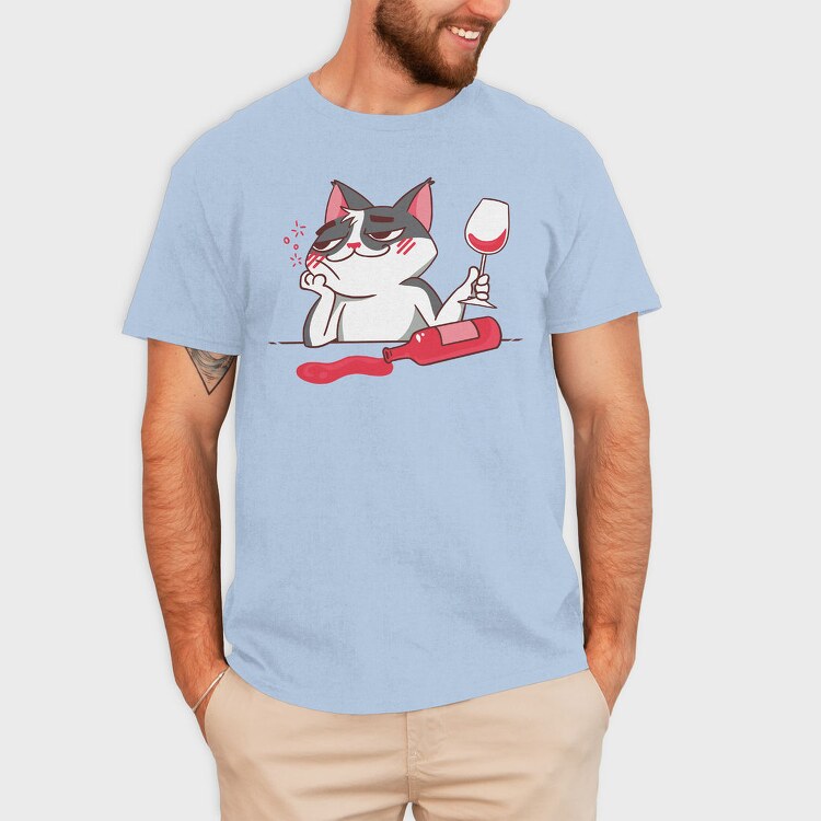 Wine Cat Drunk, Tricou Barbati (Unisex)