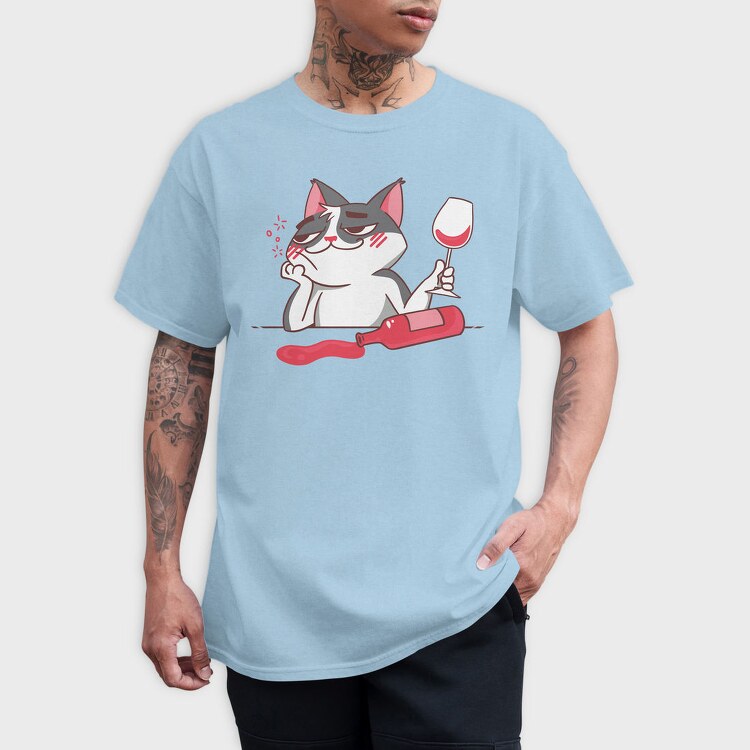 Wine Cat Drunk, Tricou Barbati (Unisex)
