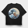 Great Wave With Meeple Surf, Tricou Oversize Barbati (Unisex)