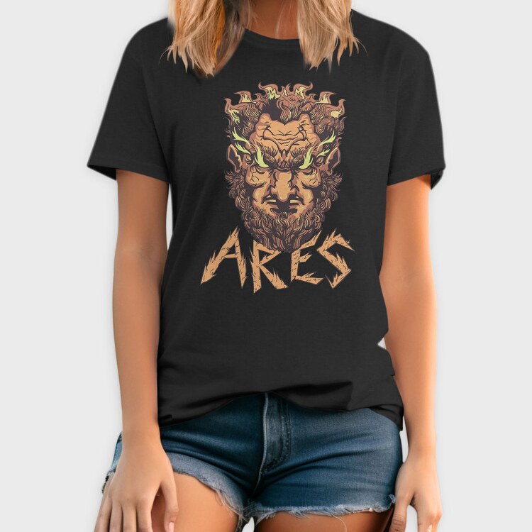 Greek God Ares On Fire Head, Tricou Barbati (Unisex)