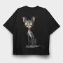 Cornish Rex, Tricou Oversize Barbati (Unisex)