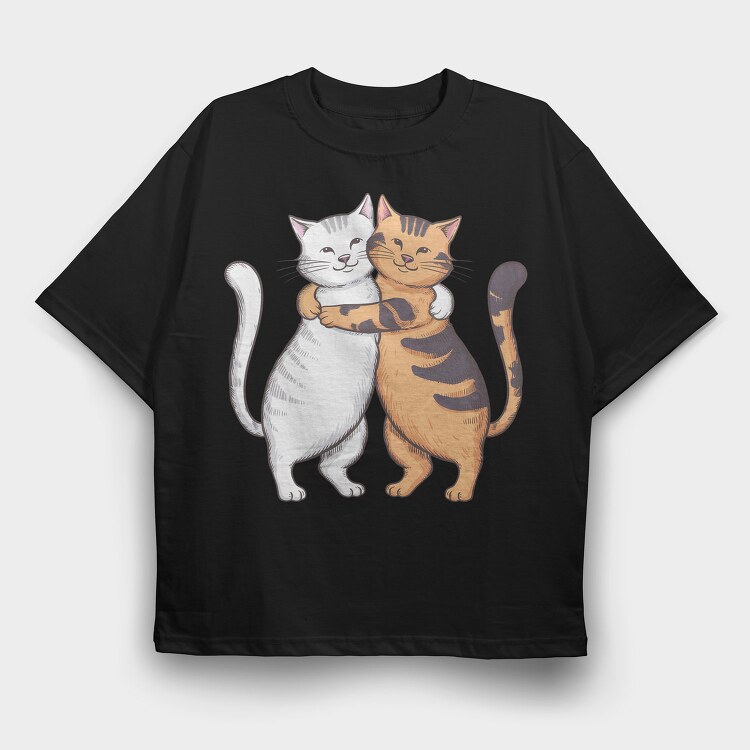 Cute Cats Hug, Tricou Oversize Barbati (Unisex)