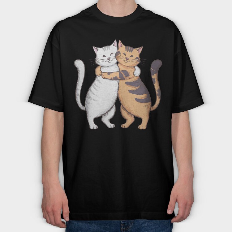 Cute Cats Hug, Tricou Oversize Barbati (Unisex)
