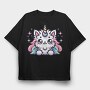 Unicorn Cat Kawaii Main Coon, Tricou Oversize Barbati (Unisex)