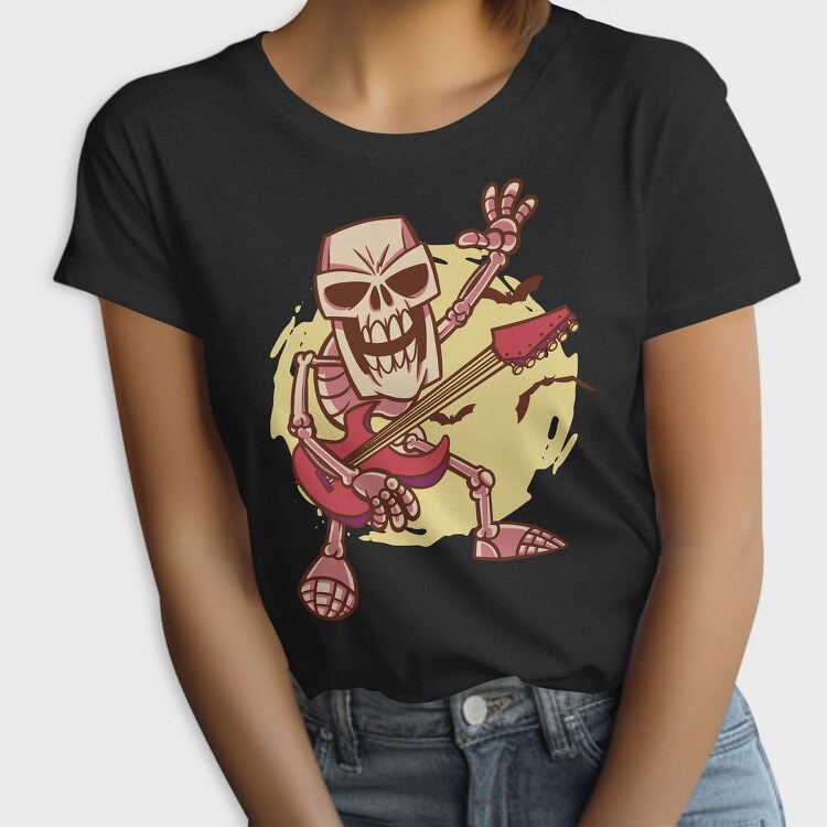 Rock Guitar Skeleton Cartoon, Tricou Femei