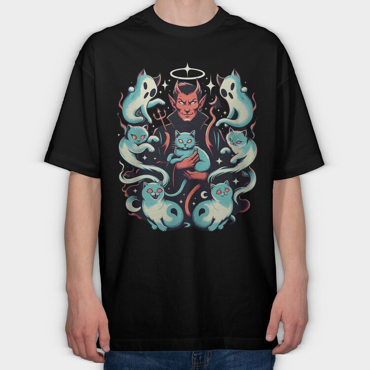 Devil And Ghost Cats, Tricou Oversize Barbati (Unisex)