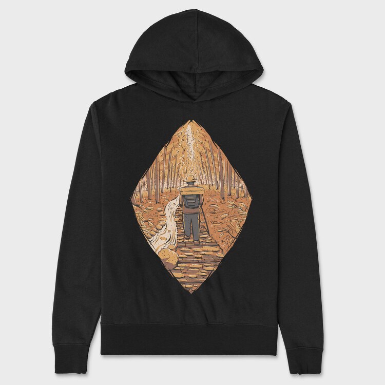 Hiker Autumn Path, Hanorac Oversize Barbati (Unisex)
