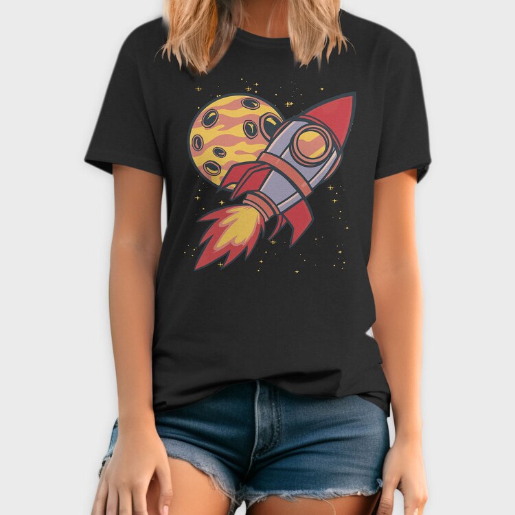 Rocket And Planet Space, Tricou Barbati (Unisex)
