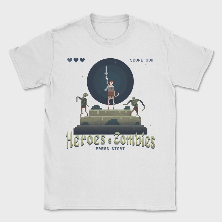 Heroes and Zombies Pixelart, Tricou Barbati (Unisex)