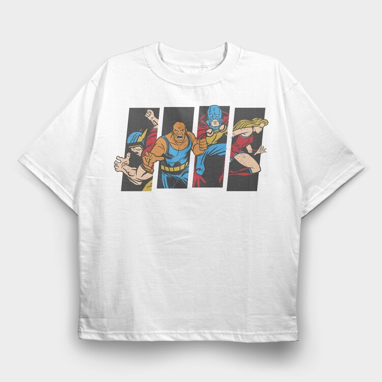 Hero Collage, Tricou Oversize Barbati (Unisex)
