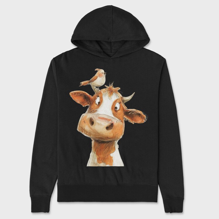 Cow Bird Stack, Hanorac Oversize Barbati (Unisex)