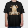 Cow Sitting Art, Tricou Oversize Barbati (Unisex)