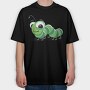 Green Caterpillar Smile, Tricou Oversize Barbati (Unisex)