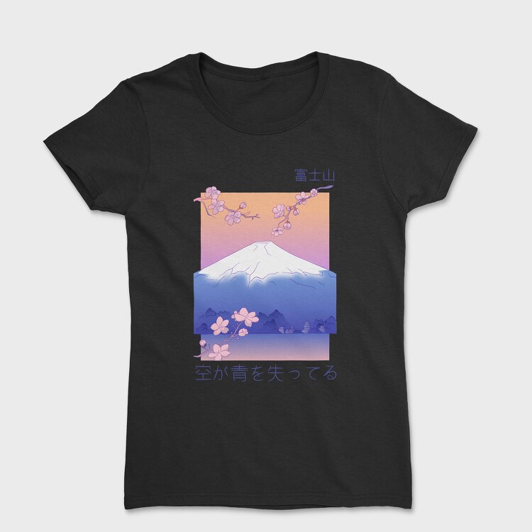 Japanese Mountain Landscape Vaporwave Anime, Tricou Femei