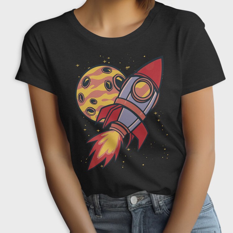 Rocket And Planet Space, Tricou Femei