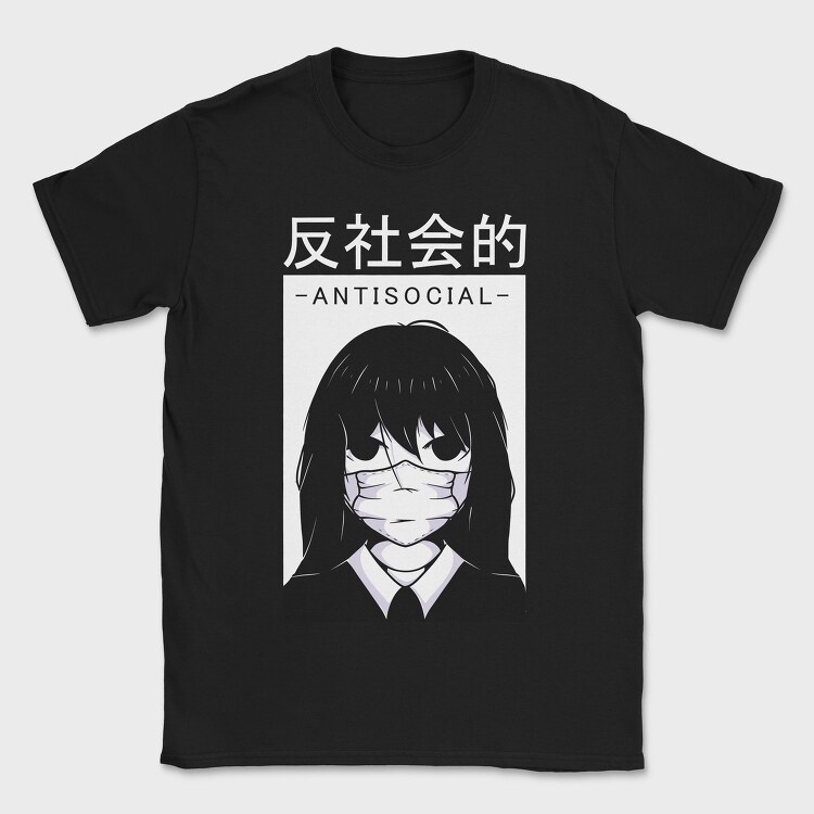 Anime Antisocial Girl Face Mask, Tricou Barbati (Unisex)