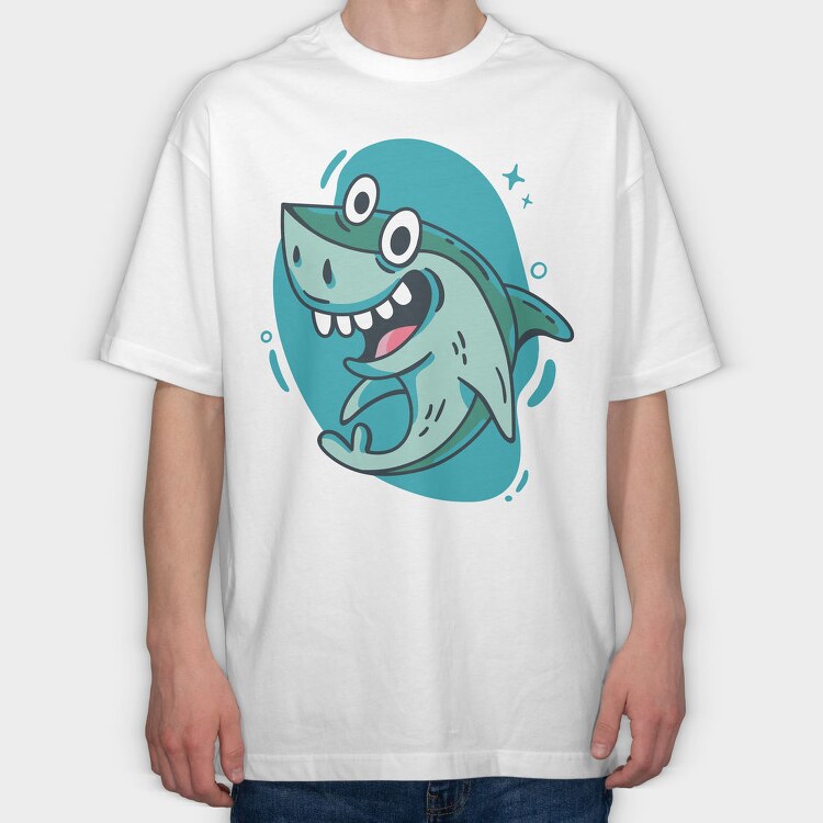 Happy Shark Cartoon, Tricou Oversize Barbati (Unisex)
