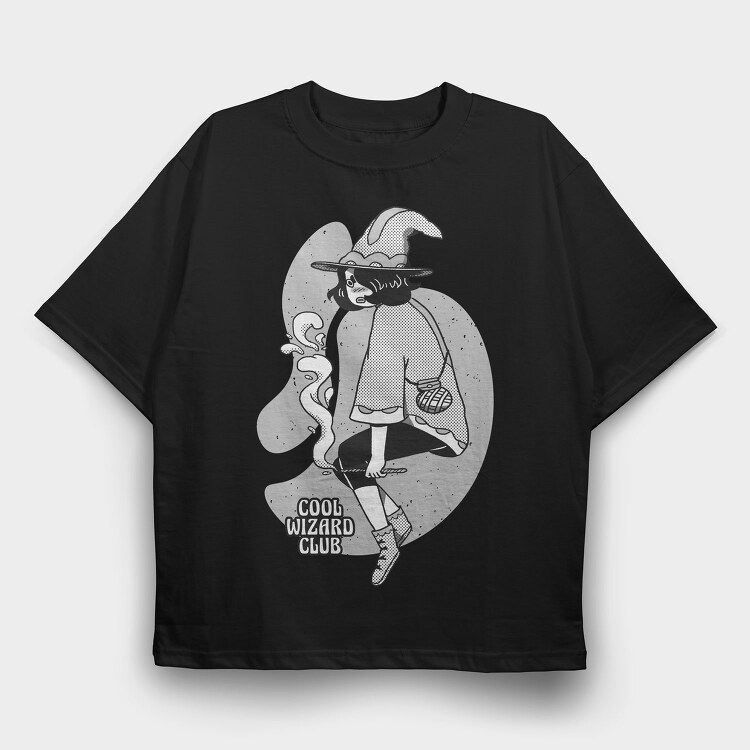 Cartoon Wizard Girl Fantasy Cool Club, Tricou Oversize Barbati (Unisex)