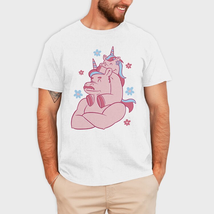 Unicorn Dad And Child Papa Unicorn, Tricou Barbati (Unisex)