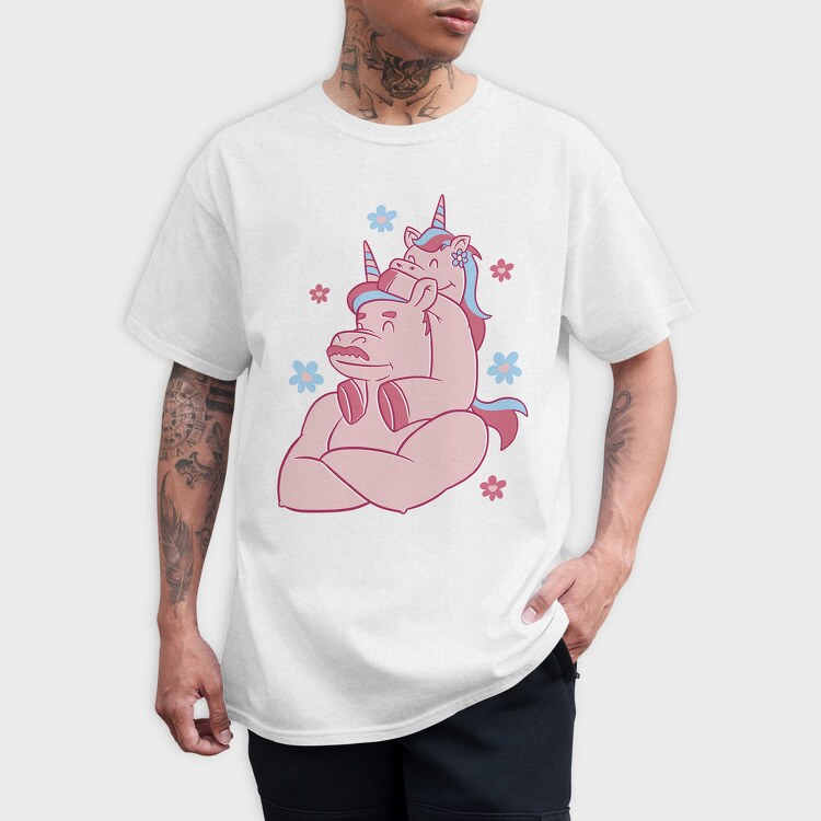 Unicorn Dad And Child Papa Unicorn, Tricou Barbati (Unisex)