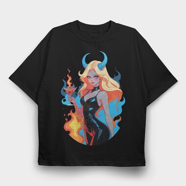 Devilish Pinup Girl, Tricou Oversize Barbati (Unisex)