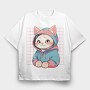 Anime Cat Cute, Tricou Oversize Barbati (Unisex)
