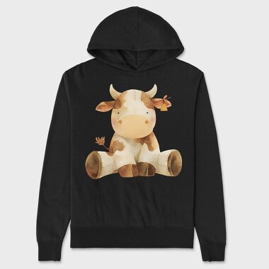 Cow Watercolor Art, Hanorac Oversize Barbati (Unisex)