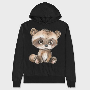 Cute Bear Sitting, Hanorac Oversize Barbati (Unisex)