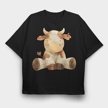 Cow Watercolor Art, Tricou Oversize Barbati (Unisex)