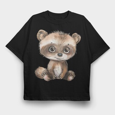 Cute Bear Sitting, Tricou Oversize Barbati (Unisex)