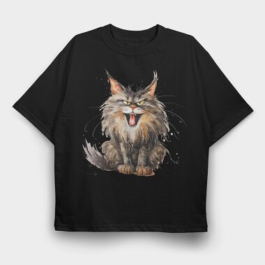 Angry Maine Coon Scream, Tricou Oversize Barbati (Unisex)
