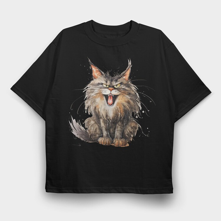 Angry Maine Coon Scream, Tricou Oversize Barbati (Unisex)