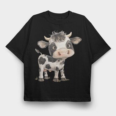 Cow Cute Face, Tricou Oversize Barbati (Unisex)