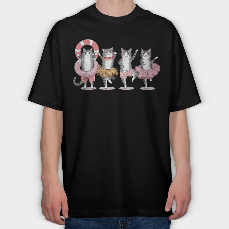 Cute Cats Party, Tricou Oversize Barbati (Unisex)