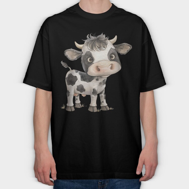 Cow Cute Face, Tricou Oversize Barbati (Unisex)