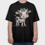 Cow Cute Face, Tricou Oversize Barbati (Unisex)