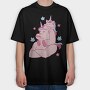 Unicorn Dad And Child Papa Unicorn, Tricou Oversize Barbati (Unisex)