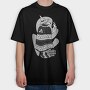 Cartoon Wizard Wolf Fantasy Grumpy Club, Tricou Oversize Barbati (Unisex)