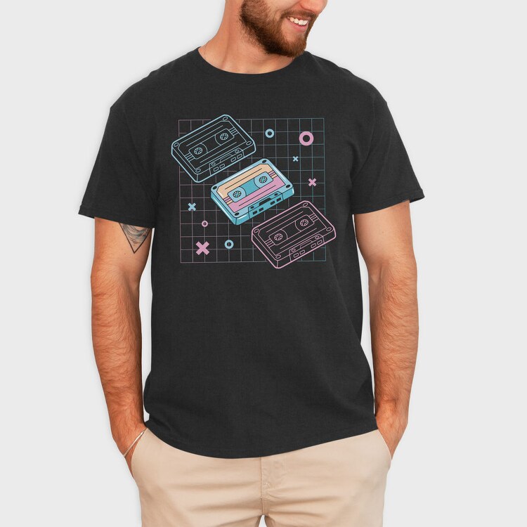 Cassette Tape Music Vaporwave Electronics, Tricou Barbati (Unisex)