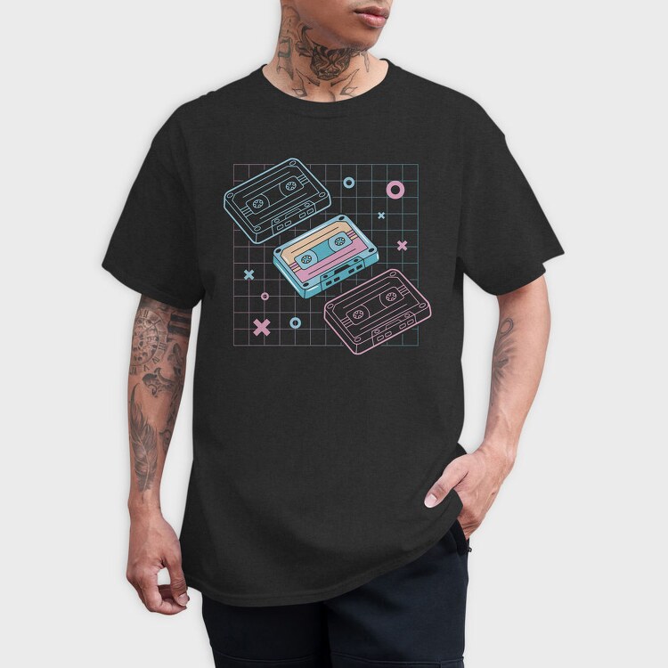 Cassette Tape Music Vaporwave Electronics, Tricou Barbati (Unisex)