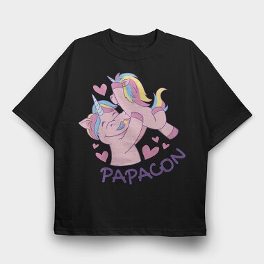 Unicorn Dad Cartoon Papacorn, Tricou Oversize Barbati (Unisex)
