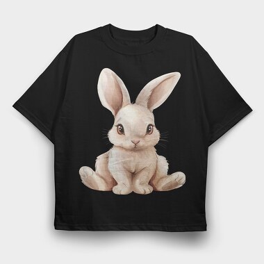 Cute Bunny Sitting, Tricou Oversize Barbati (Unisex)