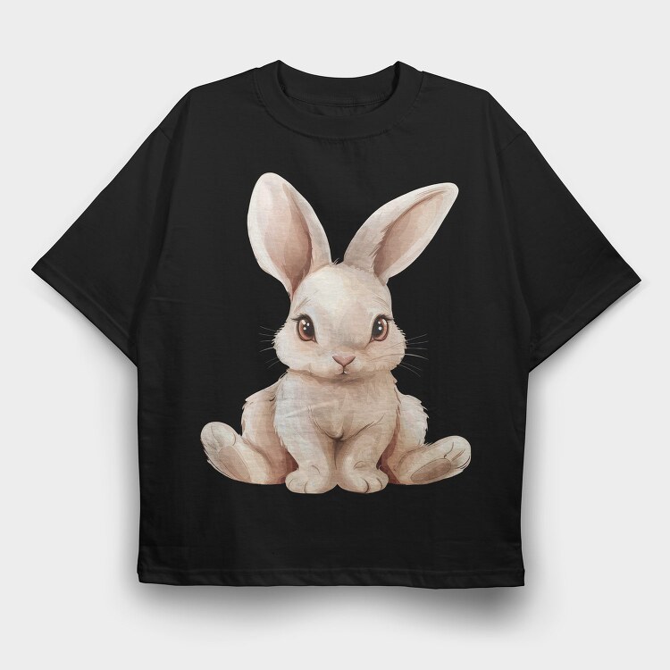 Cute Bunny Sitting, Tricou Oversize Barbati (Unisex)