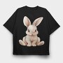 Cute Bunny Sitting, Tricou Oversize Barbati (Unisex)