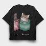 Cute Cats Pockets, Tricou Oversize Barbati (Unisex)