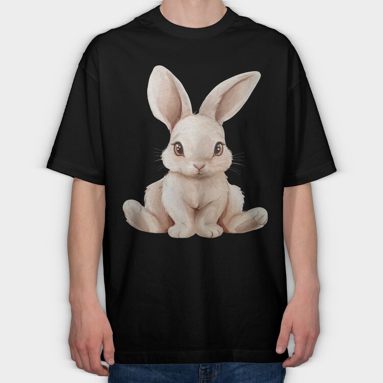 Cute Bunny Sitting, Tricou Oversize Barbati (Unisex)
