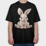 Cute Bunny Sitting, Tricou Oversize Barbati (Unisex)