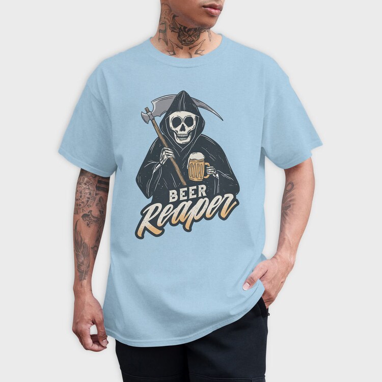 Grim Reaper Drinking Beer Skull, Tricou Barbati (Unisex)