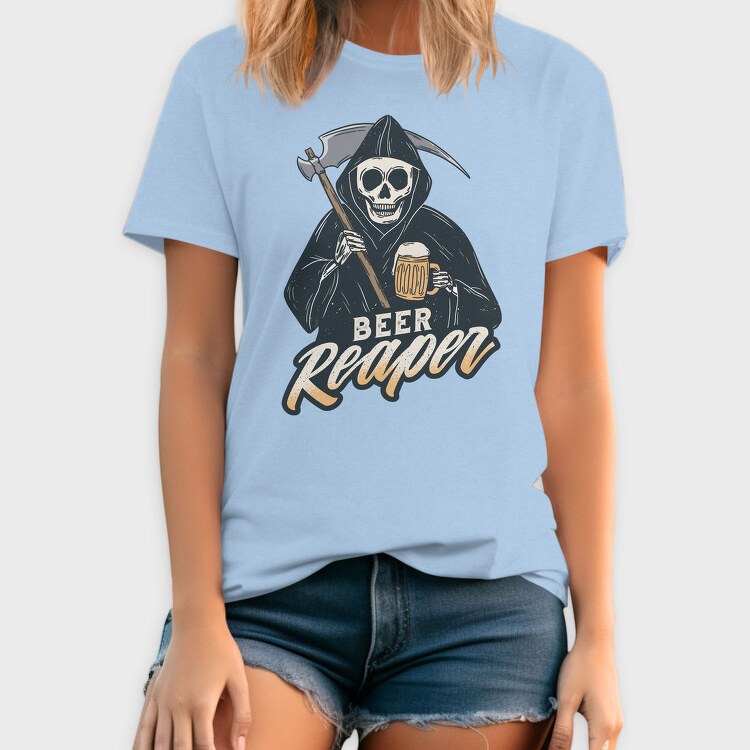 Grim Reaper Drinking Beer Skull, Tricou Barbati (Unisex)